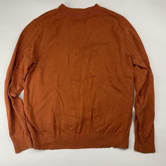 Lands End 100% Supima Cotton Orange V-Neck Sweater Sz LT Large Tall Long Sleeve - Picture 8 of 9